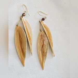 Vintage 80'S Bold Boho Swirl Enamel Two Tier Dangle Earrings